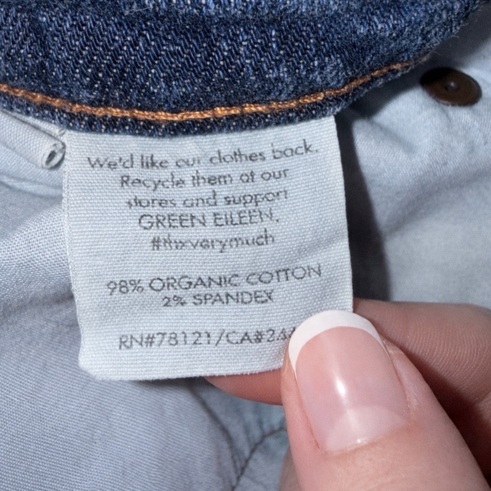 Like New Eileen Fisher Organic Cotton Stretch Straight Jeans High Waist Size: 12 - Picture 10 of 12